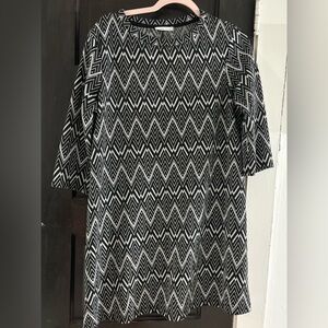 Zara Trafaluc Size Large Dress A Line Geometric Sleeves Black Fall Winter  #0190